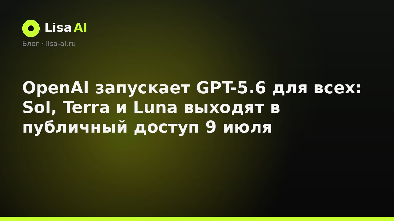 OpenAI запускает GPT-5.6 для всех: Sol, Terra и Luna выходят в публичный доступ 9 июля